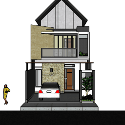 Rumah 2 Lantai 6x12 SketchUp 3D model render